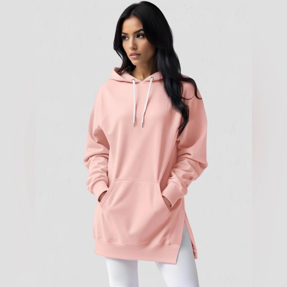 The Warmy | Oversized Hoodie Dress Peach color size XL